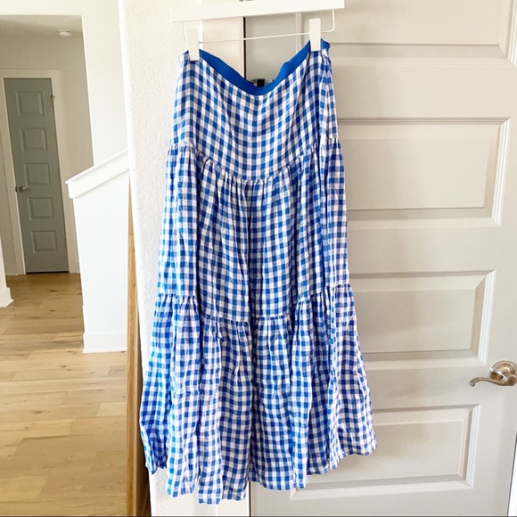 NWT Ralph Lauren Halldora Blue Gingham Midi Skirt - Picture 3 of 4